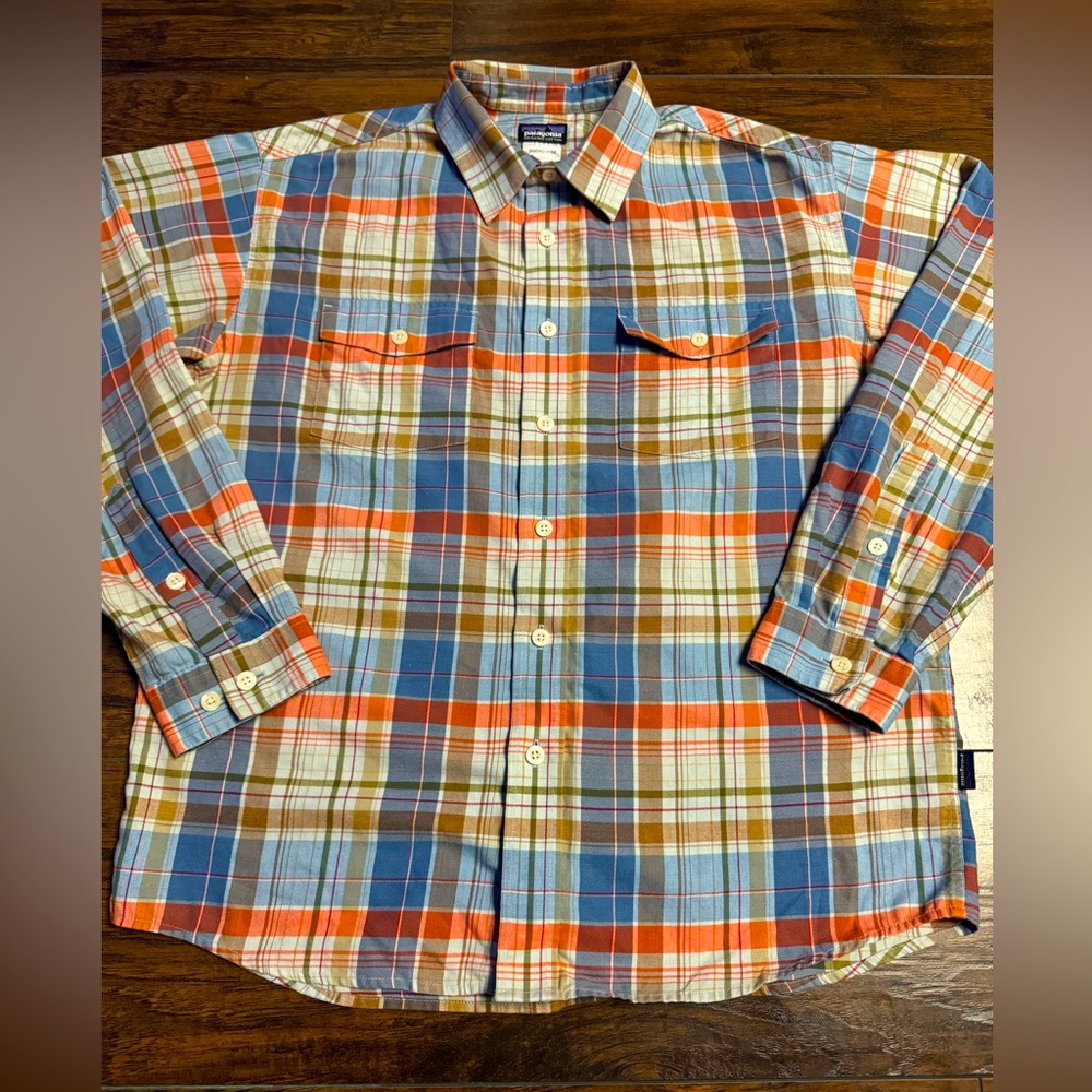 Patagonia Organic Cotton Plaid Casual Button Down Shirt Men Medium